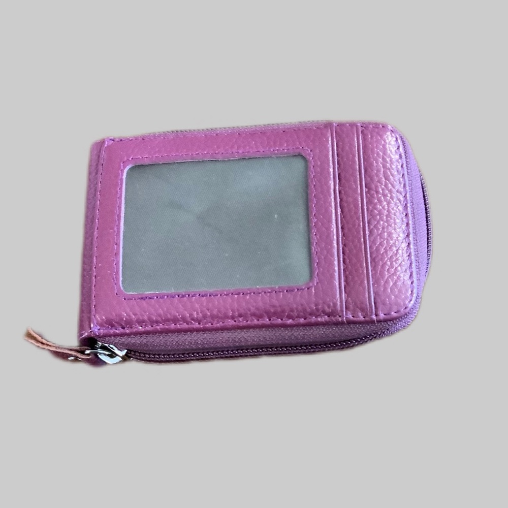 Purple pebbled, faux, leather multi credit card holder in case 10